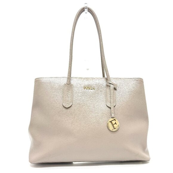 FURLA logo Shoulder bag with charm Tote Bag PVC gray - Picture 1 of 16